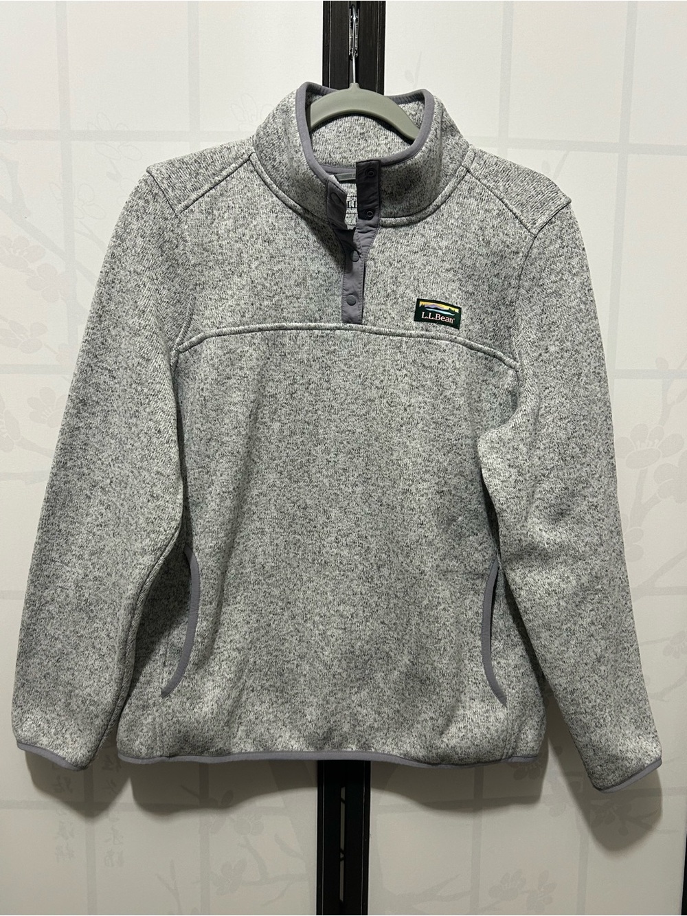 L.L. Bean Women’ Gray Quarter-Snap Fleece Pullover Sweater Size L